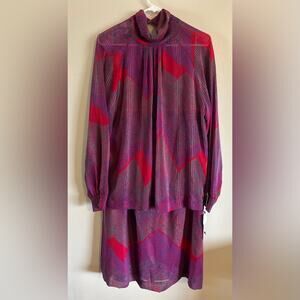 Wilroy Traveller New York Skirt + Blouse Set | Vintage | Cranberry Blue Teal